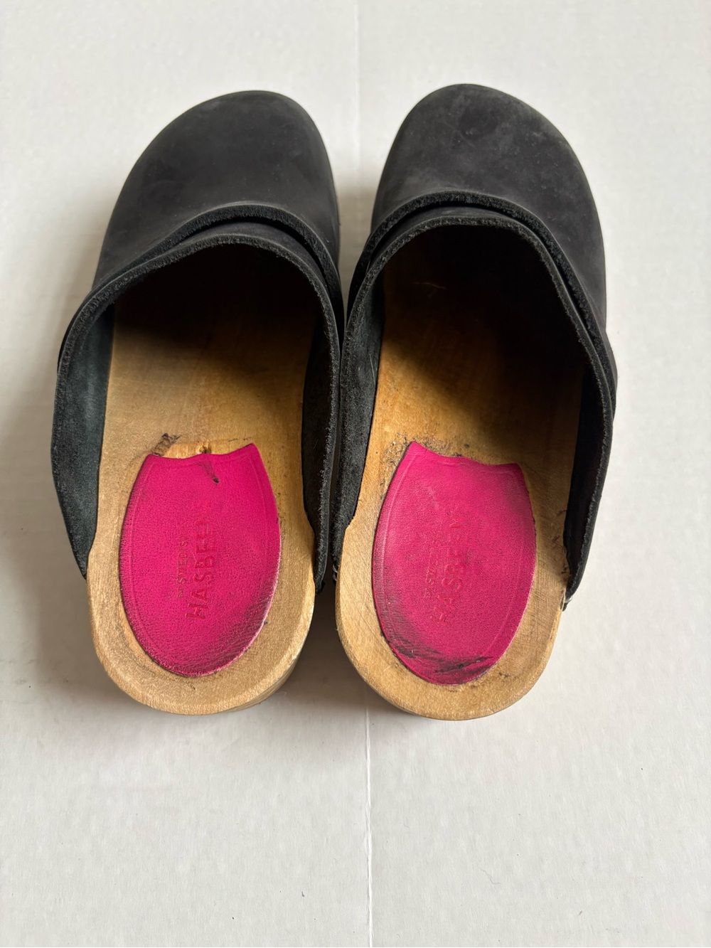Vollsjo - Women's Nubuck Leather Wooden Clogs - Size 36nor 6.5 - Black - Picture 3 of 7